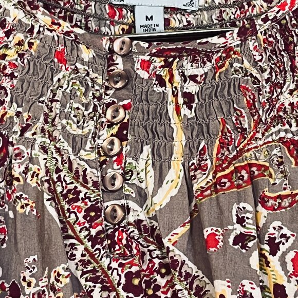 Izod Boho Smocked Peplum Blouse Women's Medium - Picture 4 of 6